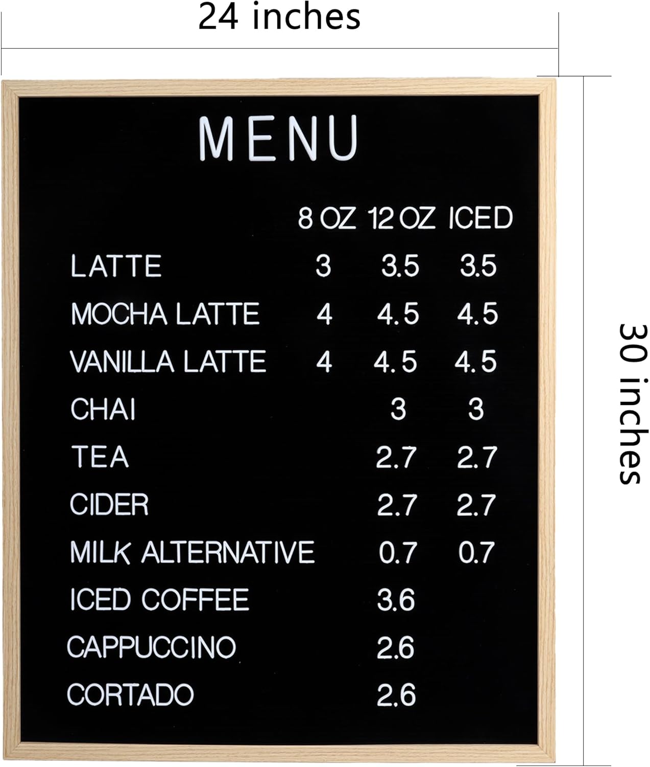 C Crystal Lemon 24x30 Black Felt Menu Letter Board – Large Changeable Vintage Sign with White Letters for Restaurants, Cafés, Bars