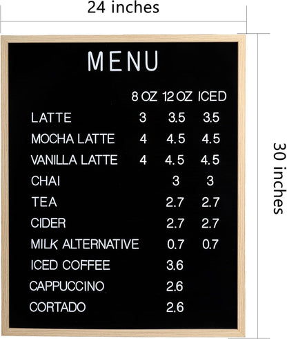 C Crystal Lemon 24x30 Black Felt Menu Letter Board – Large Changeable Vintage Sign with White Letters for Restaurants, Cafés, Bars