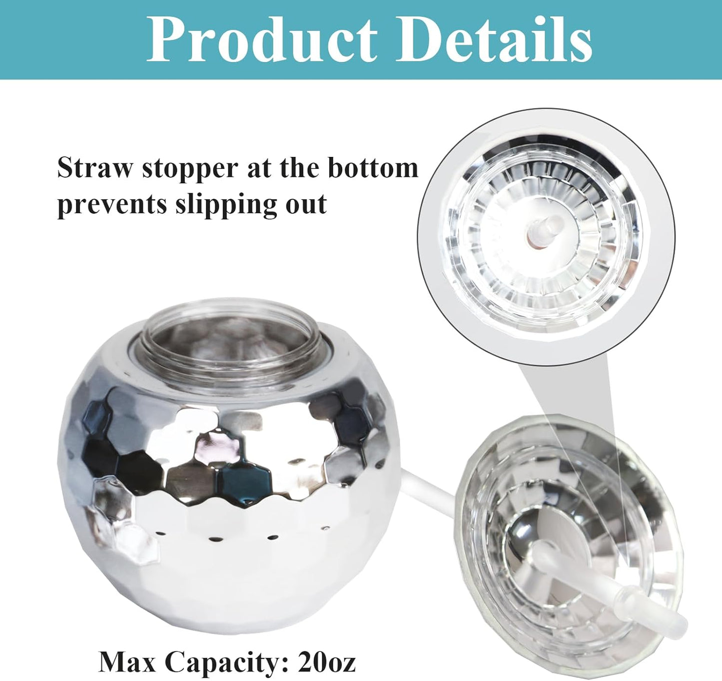 Crystal Lemon Disco Ball Cups – Set of Reusable Party Tumblers with Straw for NYE, Bachelorette & Birthday Events