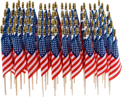 C Crystal Lemon 4x6 Inch Mini American Flags on Sticks – USA Patriotic Flags for Parade, Classroom, and Holidays