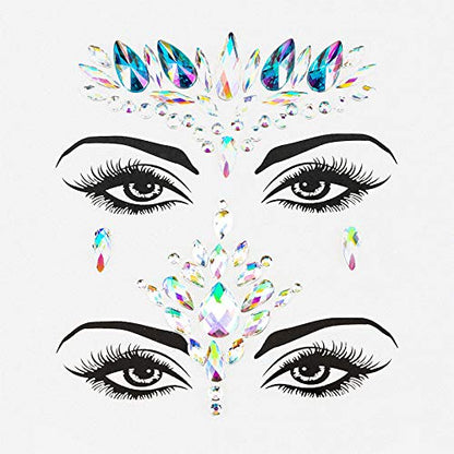 Crystal Lemon Face Jewels – 4-Pack Rhinestone Stickers for Rave, Festival & Body Art
