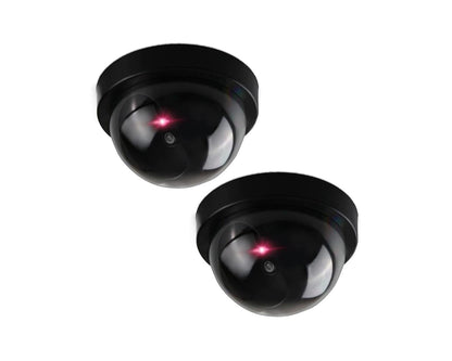 Dummy Security Camera – Set of 2 Realistic Battery-Operated Fake Outdoor Cameras with Red Light – Easy Installation