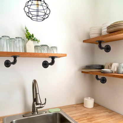C Crystal Lemon 4-Pack Pipe Shelf Brackets – Heavy-Duty Iron, 66lbs Load for Wooden Shelves