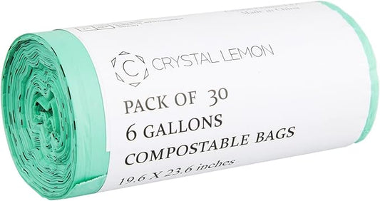 30 Counts 6 Gallon Heavy Duty Biodegradable Compostable  Trash Bags and Kitchen Garbage Bags