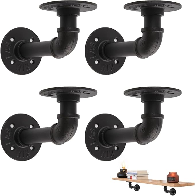 Heavy-Duty Load Bearing Wall Mount Iron Pipe Shelf Brackets for Shelf