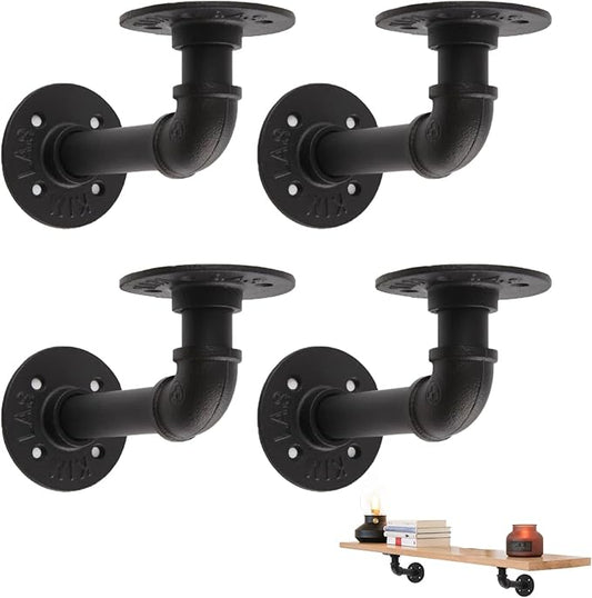 Heavy-Duty Load Bearing Wall Mount Iron Pipe Shelf Brackets for Shelf