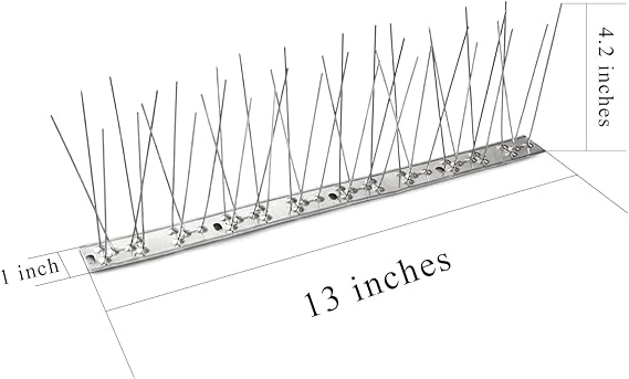 C Crystal Lemon Stainless Steel Bird Spikes – Durable Deterrent Strips for Pigeons, Crows, and Squirrels – Outdoor Use,