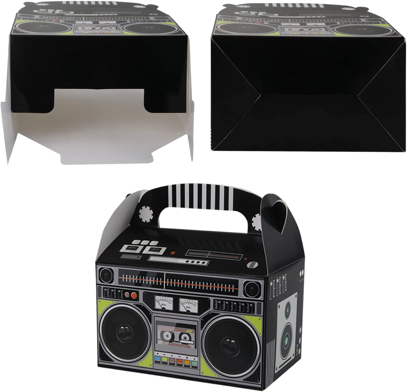 C Crystal Lemon 80s Party Favor Boxes – 24-Piece Retro Boom Box Set – Durable Cardstock for Bachelorette, Bridal Shower & Party Favors