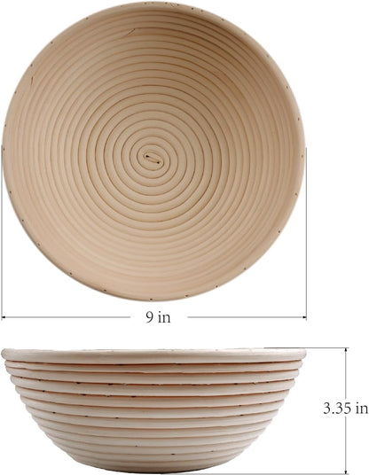Crystal Lemon 9-Inch Banneton Basket – Sourdough Bread Proofing Bowl with Liner for Artisan Baking