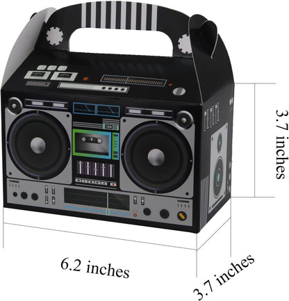 C Crystal Lemon 80s Party Favor Boxes – 24-Piece Retro Boom Box Set – Durable Cardstock for Bachelorette, Bridal Shower & Party Favors