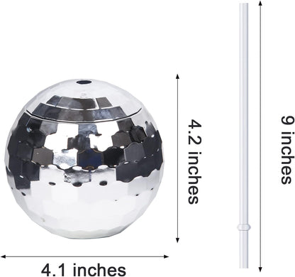 Crystal Lemon Disco Ball Cups – Set of Reusable Party Tumblers with Straw for NYE, Bachelorette & Birthday Events
