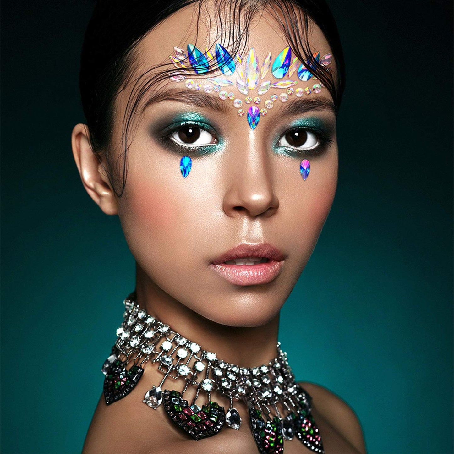 Crystal Lemon Face Jewels – 4-Pack Rhinestone Stickers for Rave, Festival & Body Art