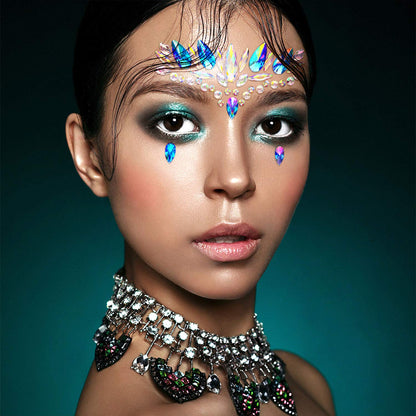 Crystal Lemon Face Jewels – 4-Pack Rhinestone Stickers for Rave, Festival & Body Art