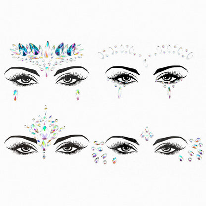 Crystal Lemon Face Jewels – 4-Pack Rhinestone Stickers for Rave, Festival & Body Art
