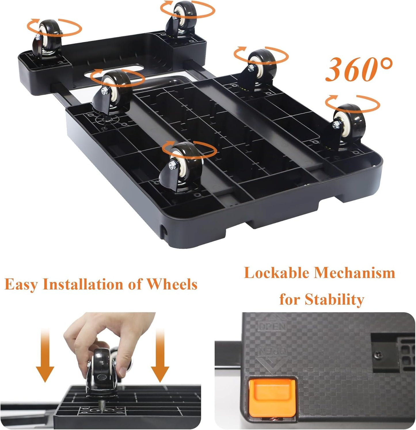 Crystal Lemon Heavy-Duty Folding Dolly Cart – 440LB Capacity with Wheels & Lock for Luggage & Moving