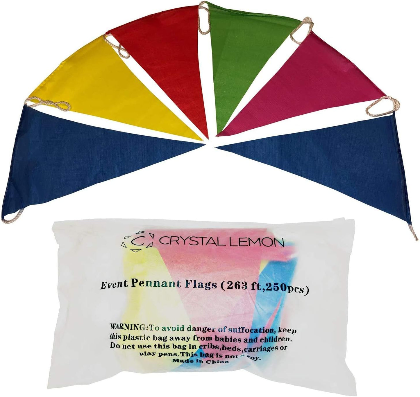 250pcs 263FT, Multicolor Pennant Flags, Nylon Fabric Decorations Grand Opening Banner Rope