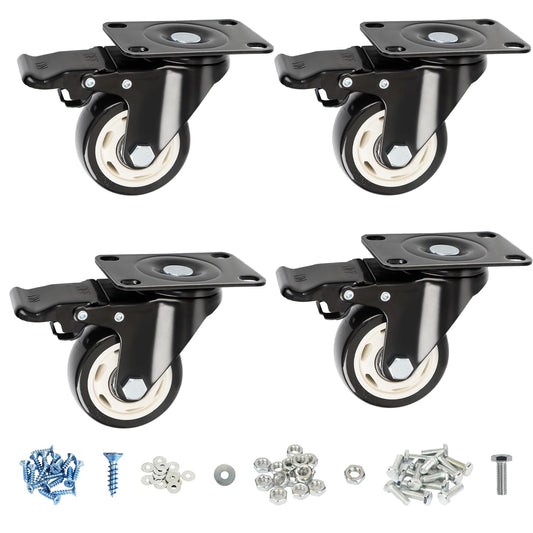 Crystal Lemon 3-Inch Caster Wheels – Heavy-Duty Swivel Set of 4 with Brake for Furniture & Carts