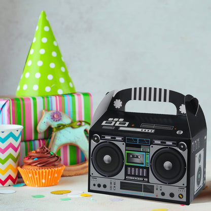 C Crystal Lemon 80s Party Favor Boxes – 24-Piece Retro Boom Box Set – Durable Cardstock for Bachelorette, Bridal Shower & Party Favors