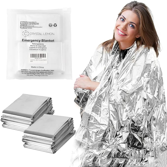 Emergency Blankets, 6 Pack Emergency Thermal Blanket, Survival Blanket for First Aid Kit, Camping, 82x52inch Insulated Foil Emergency Blanket for Survival, Preparedness Supplies