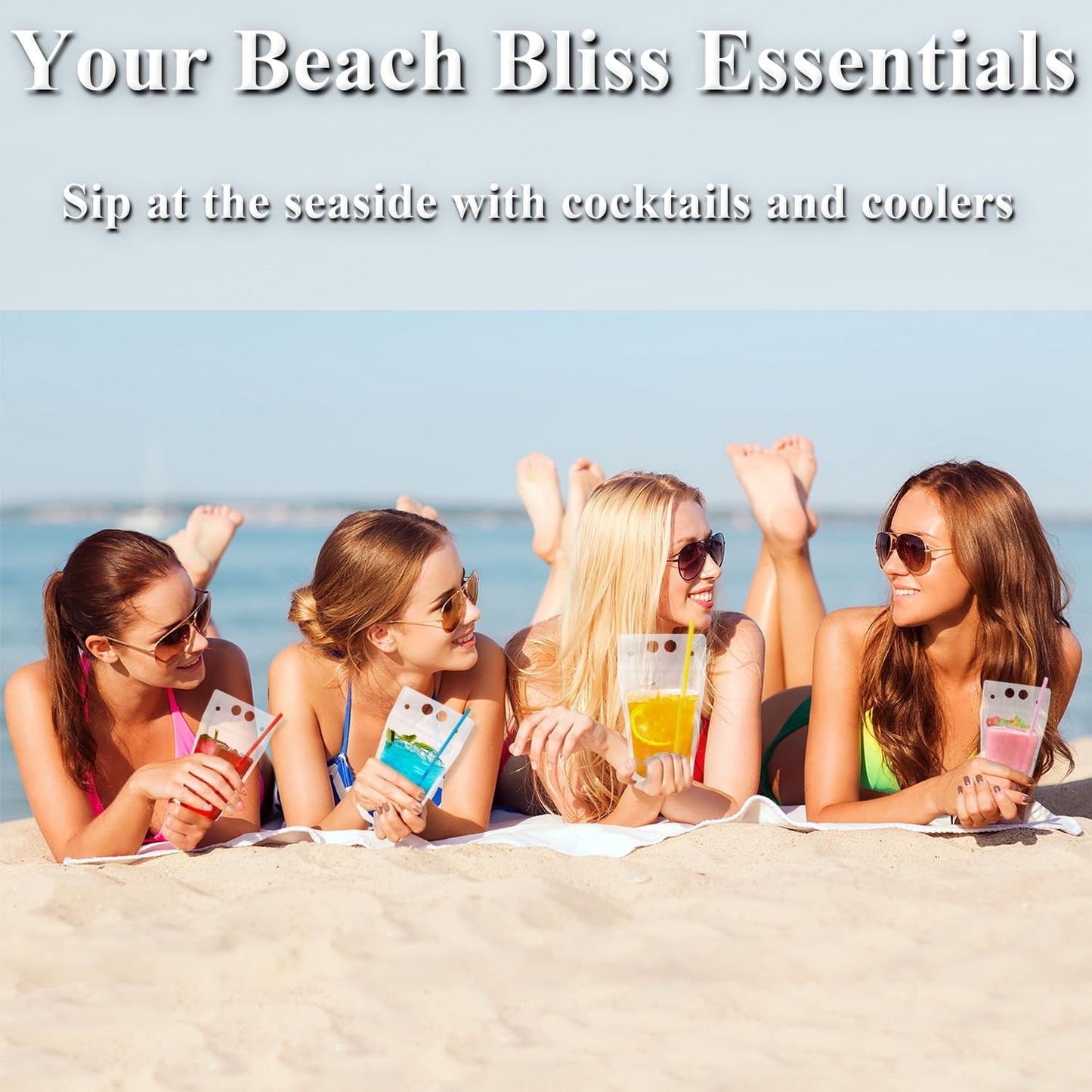 Liquor Drink Pouches with Straws & Funnel – Reusable Juice & Smoothie Bags for Adults