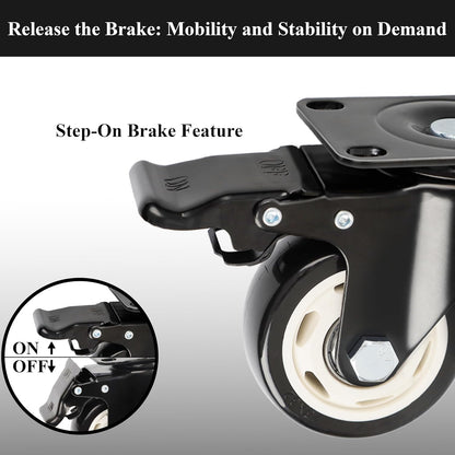 Crystal Lemon 3-Inch Caster Wheels – Heavy-Duty Swivel Set of 4 with Brake for Furniture & Carts