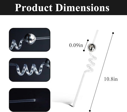 Set of 12 Reusable Disco Ball Straws: Ideal for Bachelorette Parties, Birthdays, and Disco Events