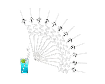 Set of 12 Reusable Disco Ball Straws: Ideal for Bachelorette Parties, Birthdays, and Disco Events