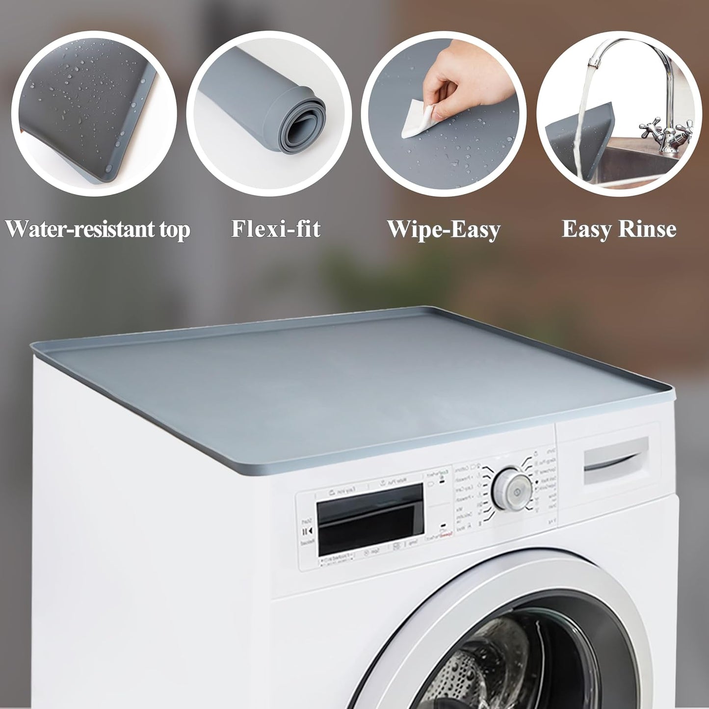 Crystal Lemon Silicone Mat for Washer & Dryer – Non-Slip Top Cover for Appliance Protection