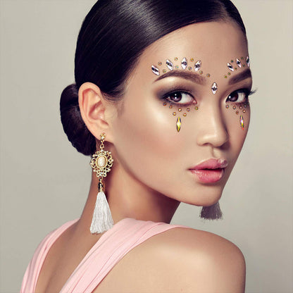 Crystal Lemon Face Jewels – 4-Pack Rhinestone Stickers for Rave, Festival & Body Art