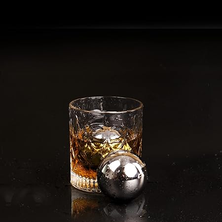 C Crystal Lemon Whiskey Stones – Reusable Stainless Steel Chilling Cubes for Scotch, Bourbon & Irish Whiskey – Durable Metal Ice Cubes for Your Favorite Drink