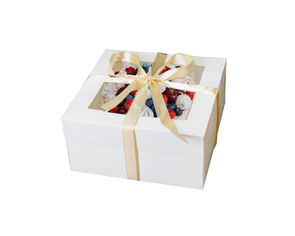 Crystal Lemon 10 Inch Cake Boxes with Window – Set of 5 Gift Boxes with Base & Ribbon for Bakery