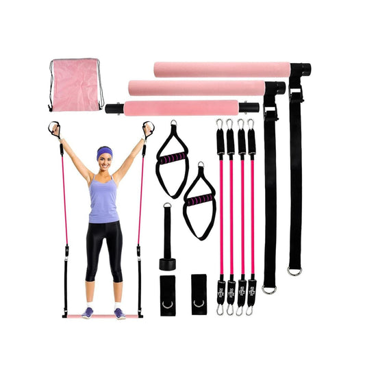 C Crystal Lemon Pilates Bar Kit with Resistance Bands, Complete Pilates Training Set for Home and Gym