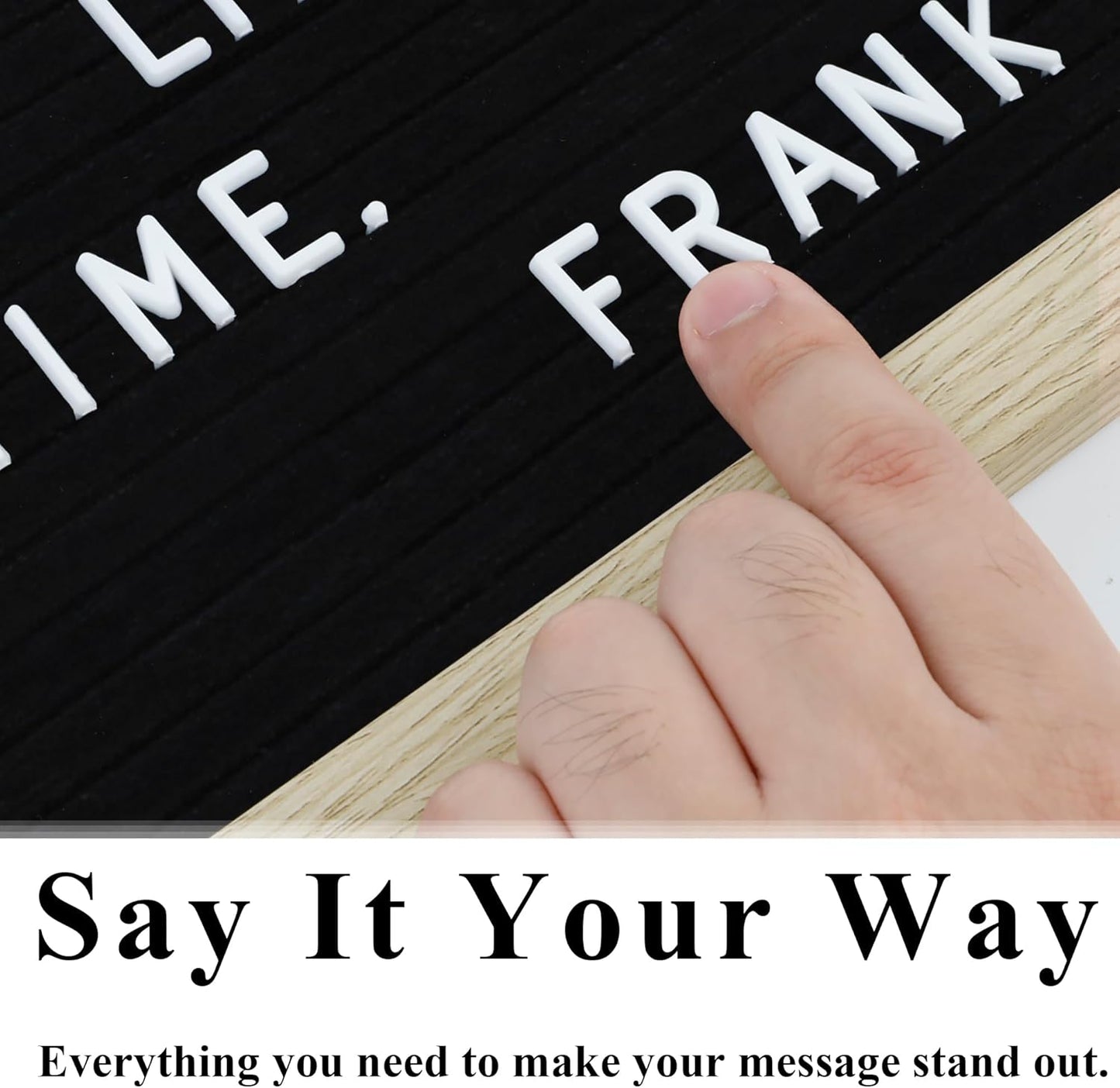 Felt Letter Board – 10x10in, Includes 336 Letters, Symbols & Emojis – Changeable Word Board for Home, Office, Baby Showers & Events