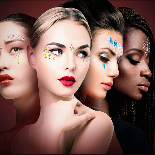 Crystal Lemon Face Jewels – 4-Pack Rhinestone Stickers for Rave, Festival & Body Art