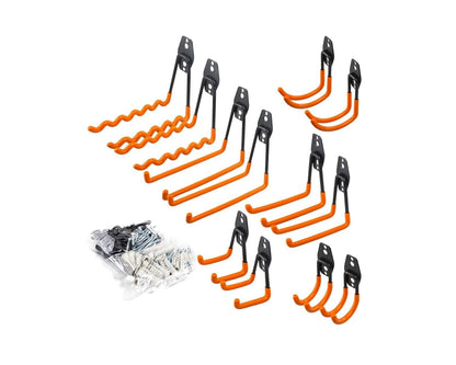 Garage Hooks – 12-Pcs Wall-Mounted Storage Hooks for Garage, Tools, Bikes, Ladders, with Anti-Slip Coating