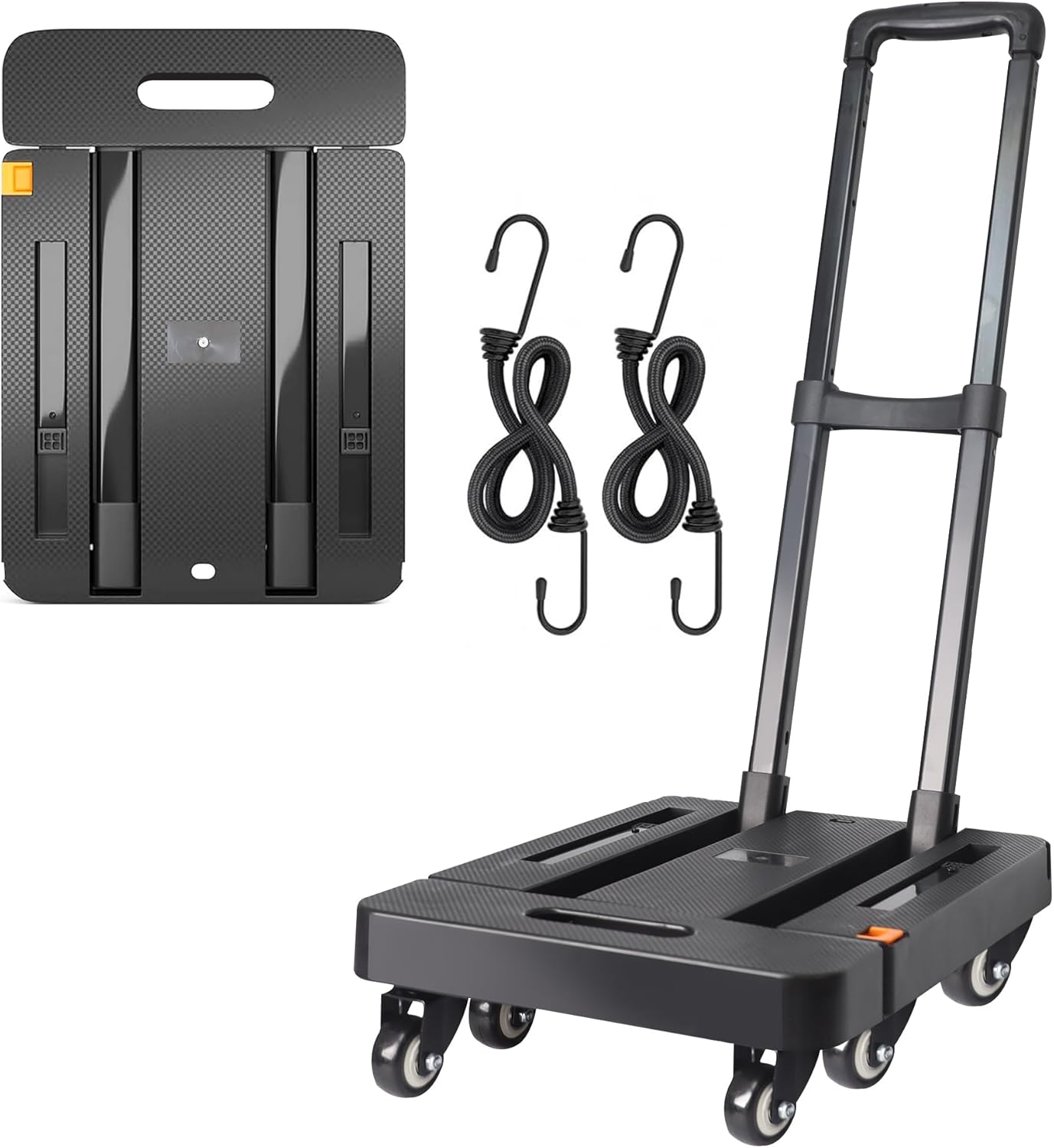 Crystal Lemon Heavy-Duty Folding Dolly Cart – 440LB Capacity with Wheels & Lock for Luggage & Moving