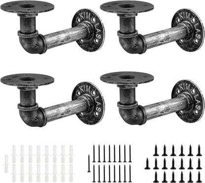 C Crystal Lemon 4-Pack Pipe Shelf Brackets – Heavy-Duty Iron, 66lbs Load for Wooden Shelves