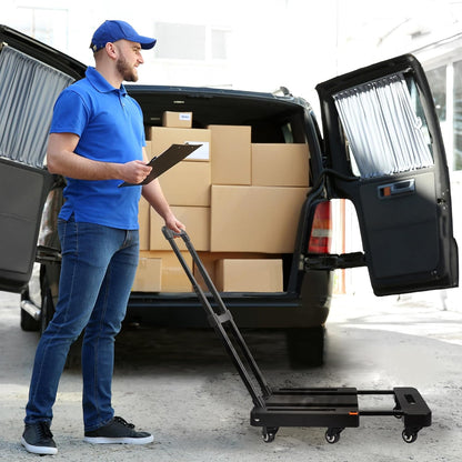 Crystal Lemon Heavy-Duty Folding Dolly Cart – 440LB Capacity with Wheels & Lock for Luggage & Moving