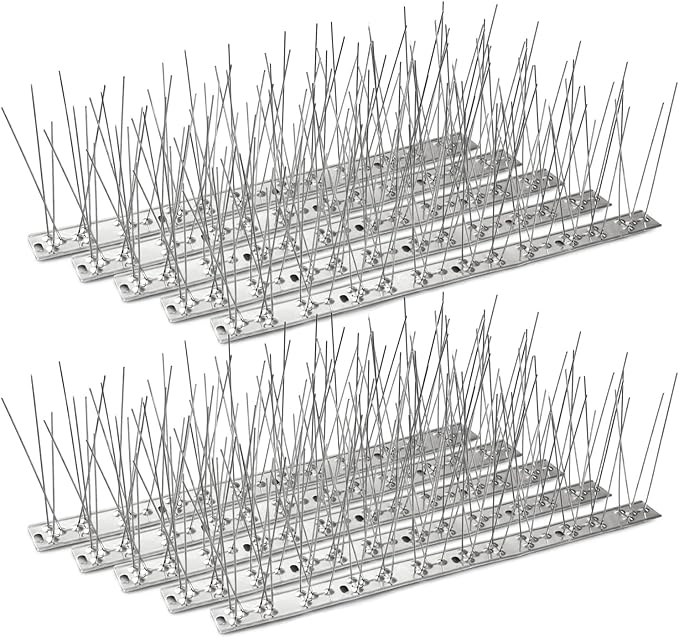 Bird Spikes – Stainless Steel Strips for Bird Deterring – Heavy-Duty Bird Spikes for Outside – Designed for Pigeons, Small Birds, Crows, Woodpeckers, Squirrels – 3 Bases (3.25ft)