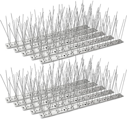 Bird Spikes – Stainless Steel Strips for Bird Deterring – Heavy-Duty Bird Spikes for Outside – Designed for Pigeons, Small Birds, Crows, Woodpeckers, Squirrels – 3 Bases (3.25ft)