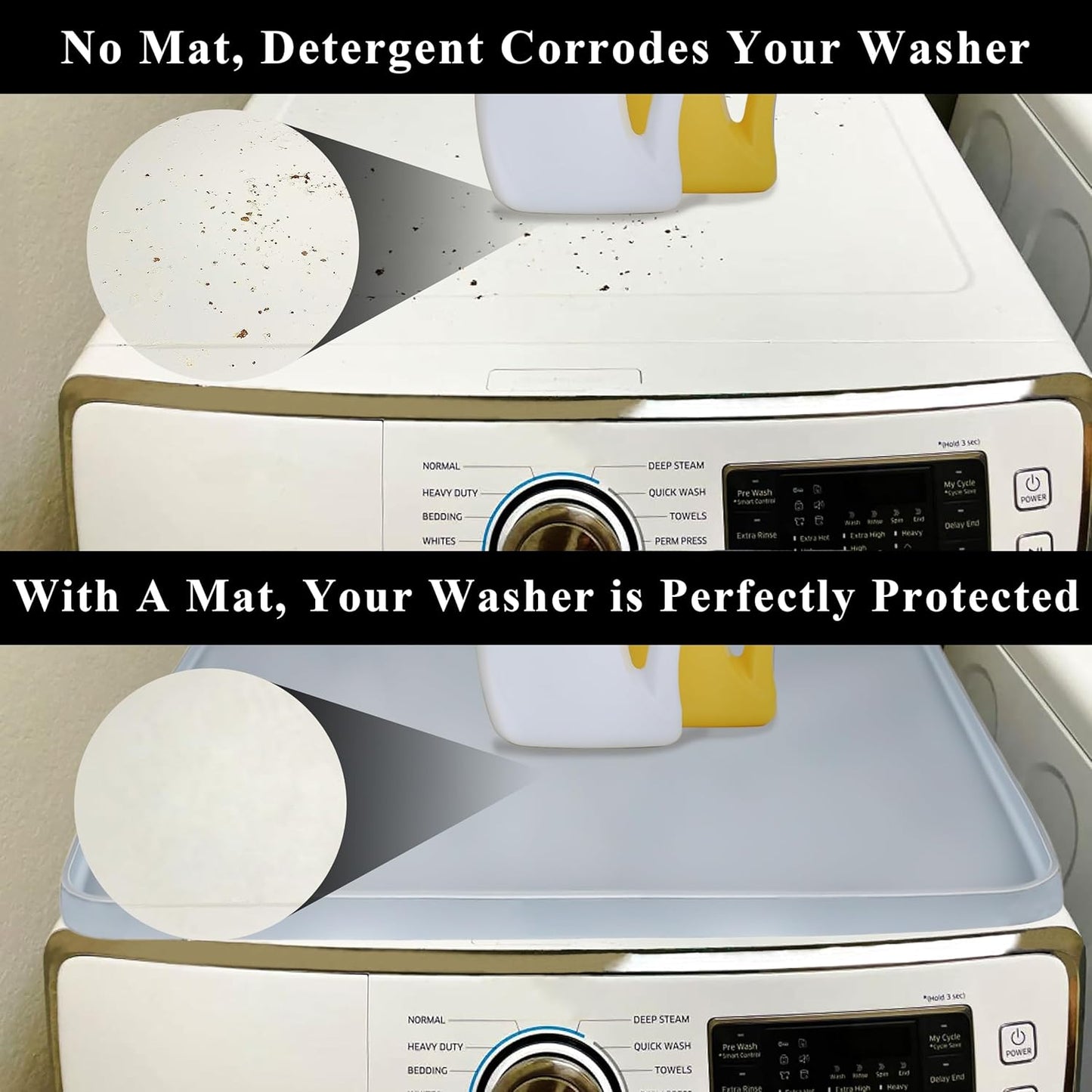 Crystal Lemon Silicone Mat for Washer & Dryer – Non-Slip Top Cover for Appliance Protection