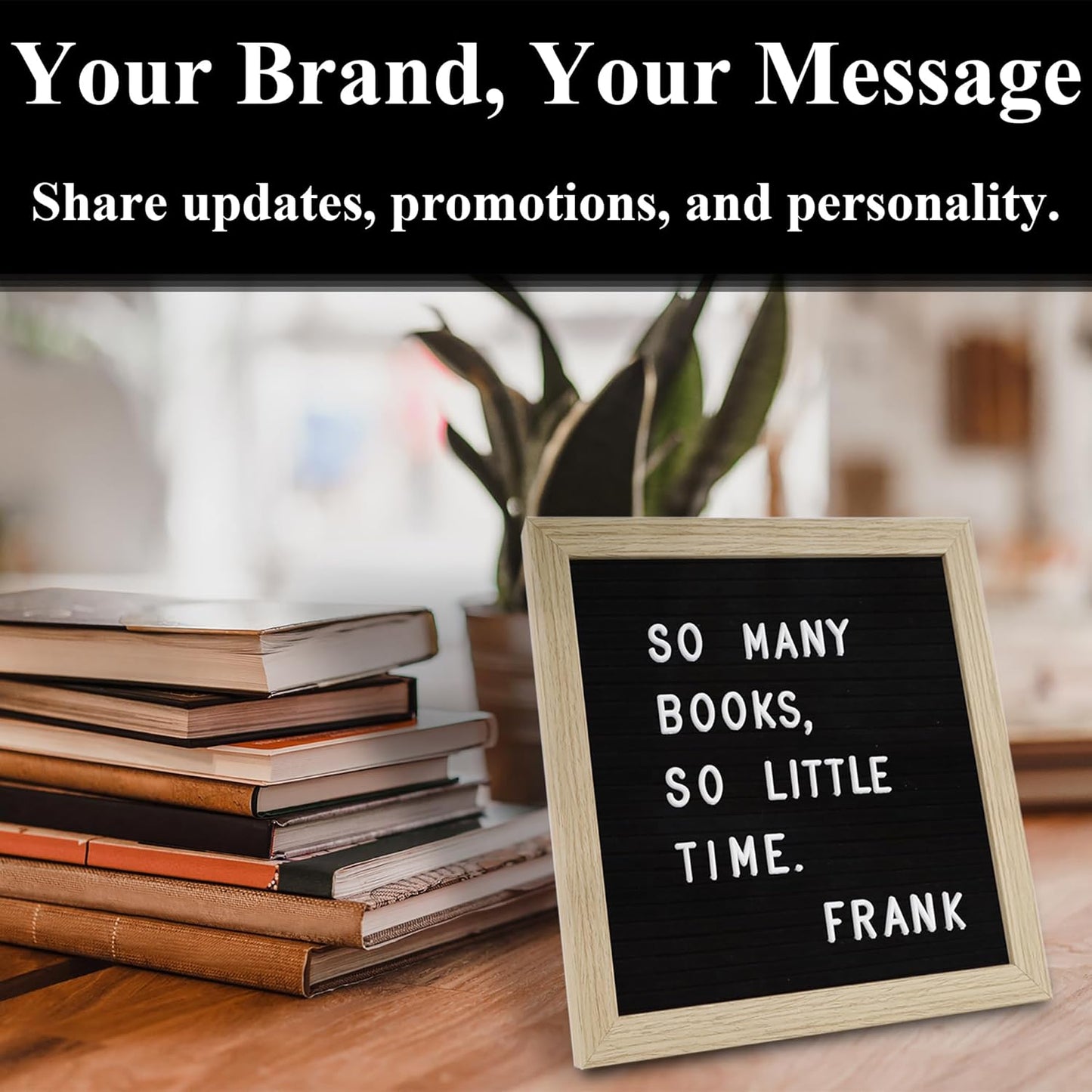 Felt Letter Board – 10x10in, Includes 336 Letters, Symbols & Emojis – Changeable Word Board for Home, Office, Baby Showers & Events