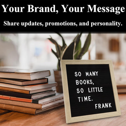 Felt Letter Board – 10x10in, Includes 336 Letters, Symbols & Emojis – Changeable Word Board for Home, Office, Baby Showers & Events