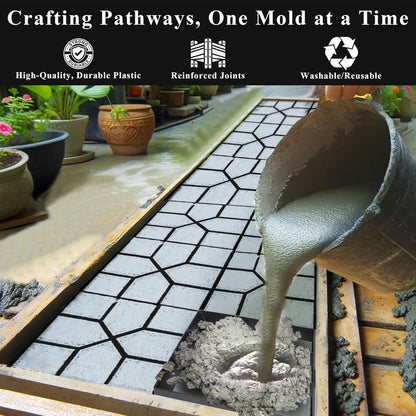 Crystal Lemon Concrete Molds 2-Pack – 15.7"x15.7"x1.57 Grid Paver Forms for Walkway, Patio & Garden Path