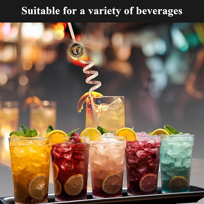 Set of 12 Reusable Disco Ball Straws: Ideal for Bachelorette Parties, Birthdays, and Disco Events