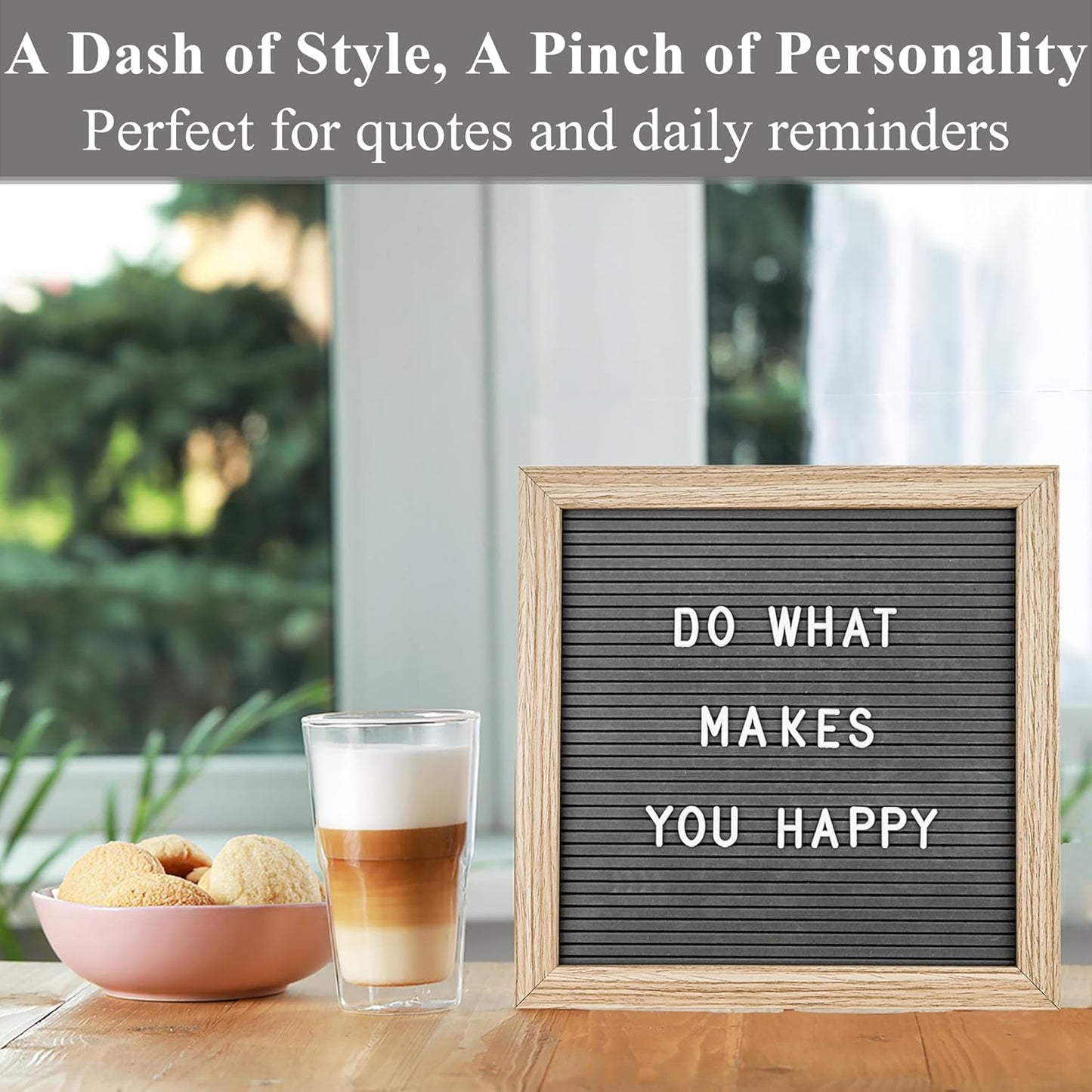 Felt Letter Board – 10x10in, Includes 336 Letters, Symbols & Emojis – Changeable Word Board for Home, Office, Baby Showers & Events