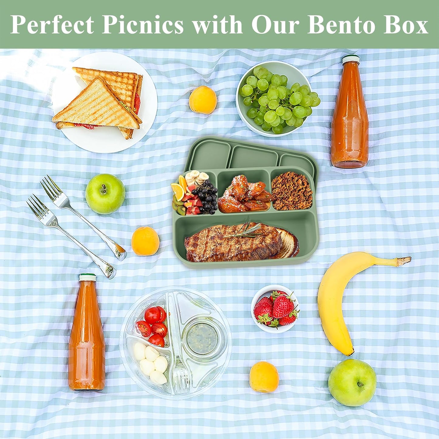Crystal Lemon Silicone Bento Box – Eco-Friendly Lunch Container for Snacks, Work & On-the-Go Meals