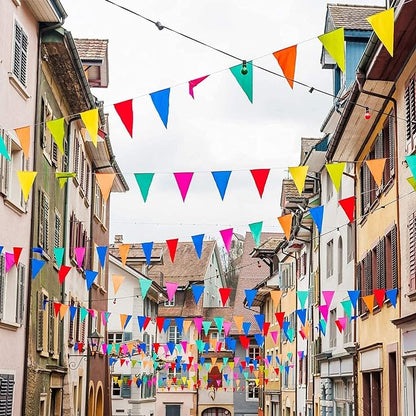 Banner Rope with Nylon Multicolor Pennant Flags Fabric Decoration, Flag Size: 18 x 28 cm / 7'' x 11''