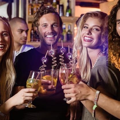 Set of 12 Reusable Disco Ball Straws: Ideal for Bachelorette Parties, Birthdays, and Disco Events