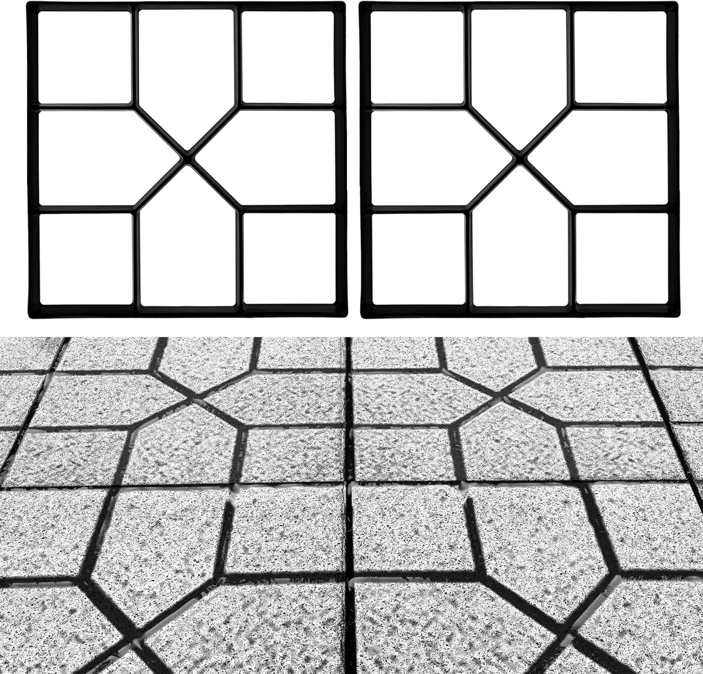 Crystal Lemon Concrete Molds 2-Pack – 15.7"x15.7"x1.57 Grid Paver Forms for Walkway, Patio & Garden Path